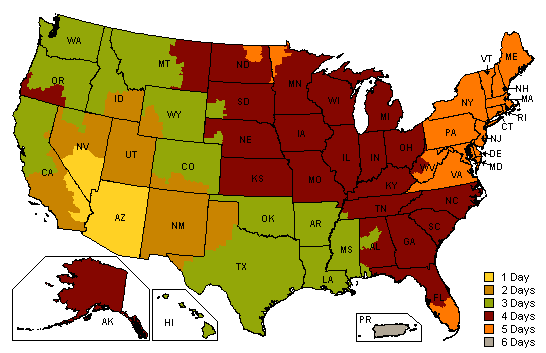 ups shipping zone map